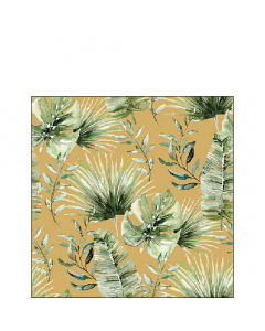 Napkin 25 Jungle leaves gold FSC Mix