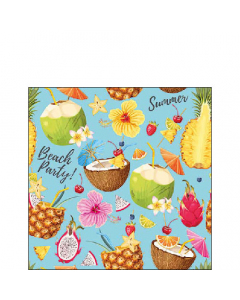 Napkin 25 Beach party aqua FSC Mix