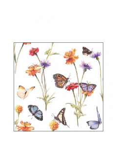 Napkin 25 Butterfly garden white FSC Mix