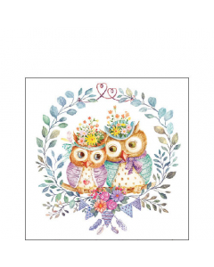 Napkin 25 Owl couple in love FSC Mix