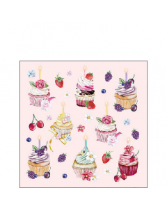 Napkin 25 Fruity cupcakes pink FSC Mix