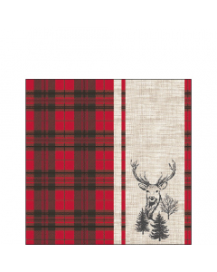 Napkin 25 Deer plaid red FSC Mix