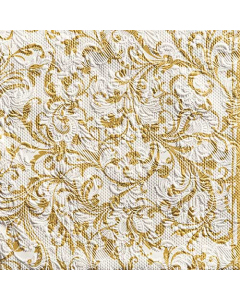 Napkin 33 Elegance Damask white/gold FSC Mix