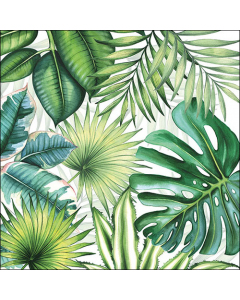 Napkin 33 Tropical leaves white FSC Mix
