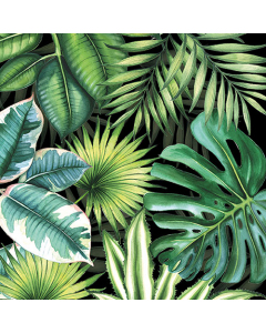 Napkin 33 Tropical leaves black FSC Mix