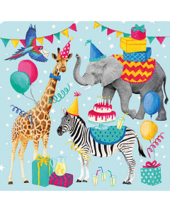 Napkin 33 Animal birthday blue FSC Mix