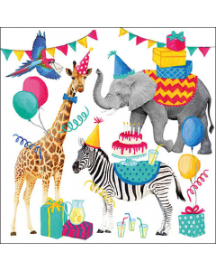 Napkin 33 Animal birthday white FSC Mix