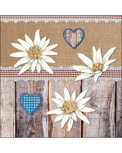 Napkin 33 Edelweiss on wood FSC Mix