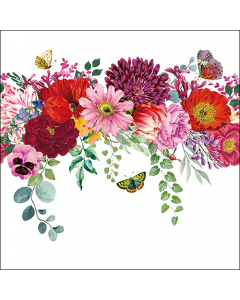 Napkin 33 Flower border white FSC Mix
