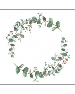 Napkin 33 Eucalyptus branch white FSC Mix