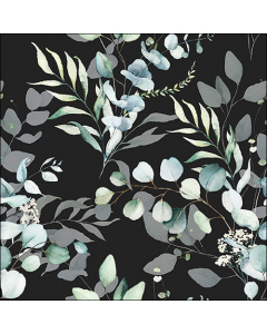 Napkin 33 Eucalyptus all over black FSC Mix