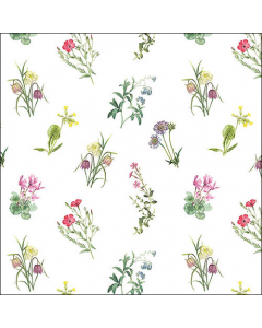 Napkin 33 Mixed flowers white FSC Mix