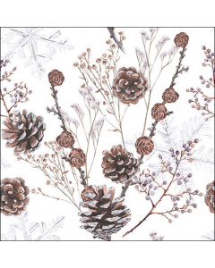 Napkin 33 Pine cones white FSC Mix