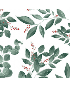 Napkin 33 Leaves and berries white FSC Mix