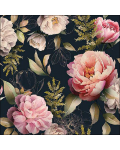 Napkin 33 Peonies composition black FSC Mix