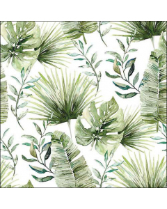 Napkin 33 Jungle leaves white FSC Mix