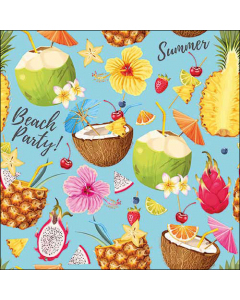 Napkin 33 Beach party aqua FSC Mix