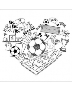 Napkin 33 Soccer doodle white FSC Mix