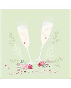 Napkin 33 Champagne glasses green FSC Mix