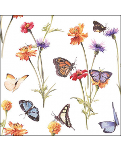 Napkin 33 Butterfly garden white FSC Mix