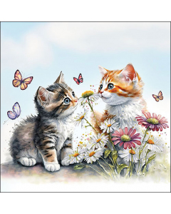 Napkin 33 Kittens in flower field FSC Mix