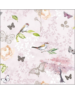 Napkin 33 Birds and butterflies pink FSC Mix