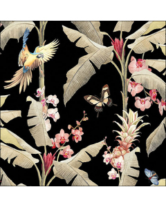 Napkin 33 Tropical scene black FSC Mix