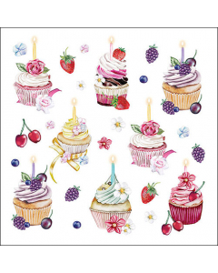 Napkin 33 Fruity cupcakes white FSC Mix