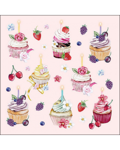 Napkin 33 Fruity cupcakes pink FSC Mix