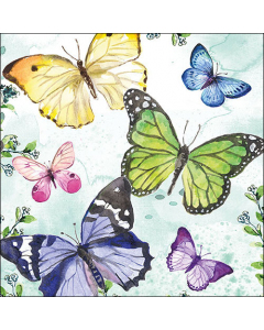 Napkin 33 Fluttering butterflies aqua FSC Mix