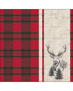 Napkin 33 Deer plaid red FSC Mix