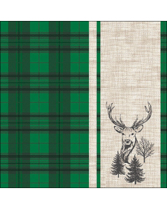 Napkin 33 Deer plaid green FSC Mix