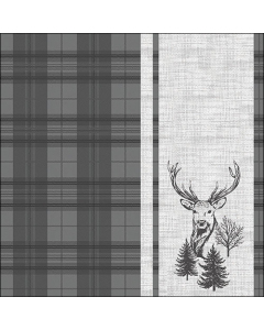 Napkin 33 Deer plaid grey FSC Mix