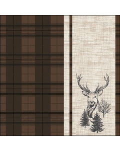 Napkin 33 Deer plaid brown FSC Mix