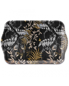 Tray melamine 13x21 cm Luxury leaves black