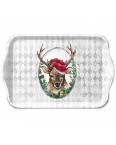 Tray melamine 13x21 cm Deer in frame