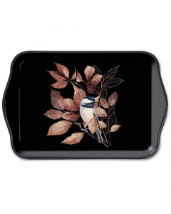 Tray melamine 13x21 cm Lovely chickadee black