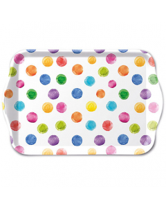 Tray melamine 13x21 cm Polka dots white