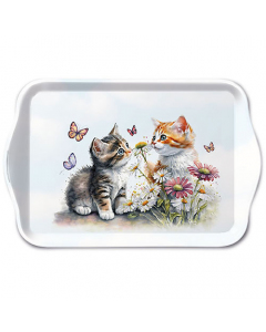 Tray melamine 13x21 cm Kittens in flower field