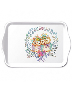 Tray melamine 13x21 cm Owl couple in love