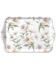 Tray melamine 13x21 cm Beautiful daisies white