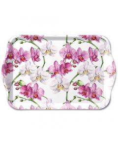 Tray melamine 13x21 cm Elegant orchids white