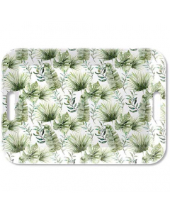 Tray melamine 33x47 cm Jungle leaves white