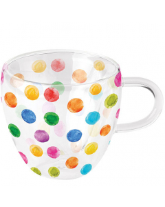 Double-walled glass 0.2 L Polka dots white