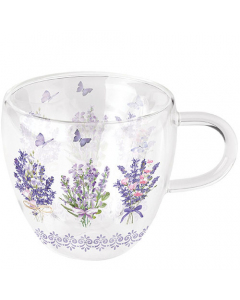 Double-walled glass 0.2 L Lovely lavender white