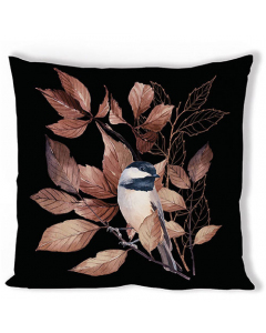 Cushion cover 40x40 cm Lovely chickadee black