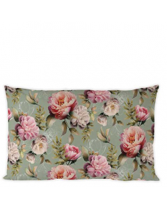 Cushion cover 50x30 cm Peonies composition green