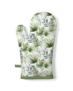 Oven mitt Jungle leaves white