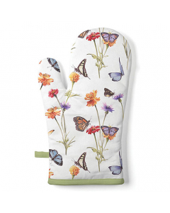 Oven mitt Butterfly garden white