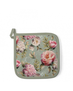 Potholder Peonies composition green